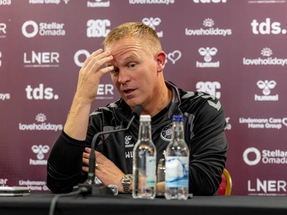 Heart of Midlothian manager Wouter Vrancken Speak to the press ahead of the clash with Sturm Graz Heart of Midlothian press conference, PK, Pressekonferenz ahead of their UEFA Champions League Qualifier, Football, Tynecastle Park, Edinburgh, Scotland, UK - 27 Jul 2026Edinburgh Oriam Scotland United Kingdom  Copyright: xAlanxRennie Shutterstockx 17015679d
