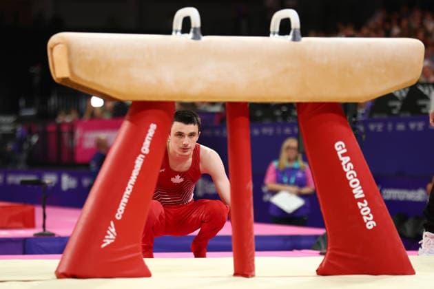 July 27, 2026, Glasgow, Scotland, Great Britain: JORDAN CARROLL of Canada gets ready to compete in the Artistic Gymnastics Men s Pommel Horse Final of the Commonwealth Games Glasgow 2026 at the Tollcross International Swimming Centre in Glasgow, Scotland Glasgow Great Britain - ZUMAc179 20260727_zep_c179_050 Copyright: xMickaelxChavetx