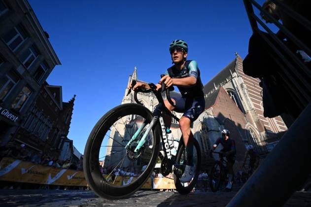 Belgian Vlad Van Mechelen of Bahrain Victorious pictured in action during the Natourcriterium Aalst cycling event, Monday 27 July 2026, in Aalst. The traditional criteriums are local showcases for which mainly cyclists who rode the Tour de France are invited. ELIASxROM  x182183473x