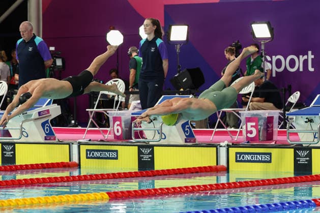 July 27, 2026, Glasgow, Scotland, Great Britain: LEWIS CLAREBURT of New Zealand and HARRISON TURNER of Australia in the Swimming Men s 200m Butterfly Final of the Commonwealth Games Glasgow 2026 at the Tollcross International Swimming Centre in Glasgow, Scotland. Commowealth Games 2026: Swimming  - ZUMAc179 20260727_zep_c179_167 Copyright: xMickaelxChavetx