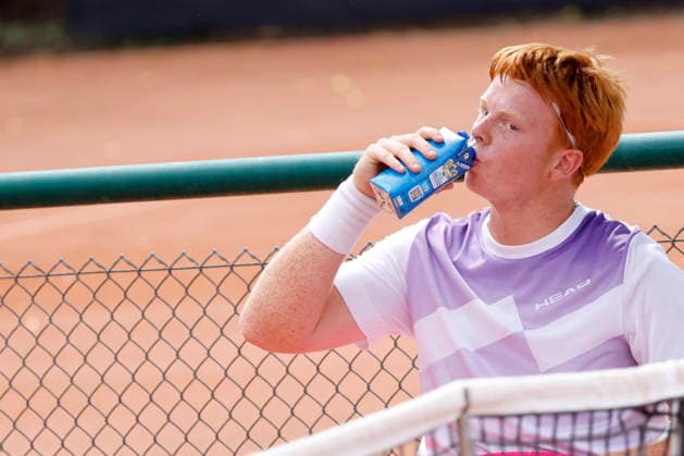 Tennisspieler Jamie Mackenzie (GER) - Spitzname The Red Rocket - im Sechzehntelfinale bei den Bonn Open 2026 (auch: ATP, Tennis Herren Challenger Bonn). Die Bonn Open sind Teil der ATP Challenger Tour und werden im Freien auf Sand ausgetragen. Bonn, 27.07.2026 NRW Deutschland *** Tennis player Jamie Mackenzie (GER), nicknamed The Red Rocket, advances to the round of 32 at the 2026 Bonn Open, also known as the ATP Challenger Bonn. The Bonn Open is part of the ATP Challenger Tour and is played outdoors on clay. Bonn, July 27, 2026, North Rhine-Westphalia, Germany Copyright: xChristophxHardtx