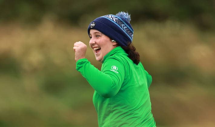 REPRO FREE *PRESS RELEASE NO REPRODUCTION FEE* EDITORIAL USE ONLY AIG Irish Women s & Girls Amateur Close Championship, Enniscrone Golf Club, Sligo 28 7 2026 Jade Harty jokes on the practice green before her round Jade Harty jokes on the practice green before her round 28 7 2026  Copyright: x INPHO JamesxCrombiex JR1W8325