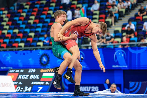 U17, U 17 Wrestling World Championships 71kg GR - Ervin Czuczor (HUN) df. Nicolas De Grecis (ITA) *** U17 Wrestling World Championships, 71 kg Greco-Roman: Ervin Czuczor (HUN) defeated Nicolas De Grecis (ITA) Copyright: xUnitedxWorldxWrestlingx xAmirrezx UWW-U17-WC-BAKU-2026