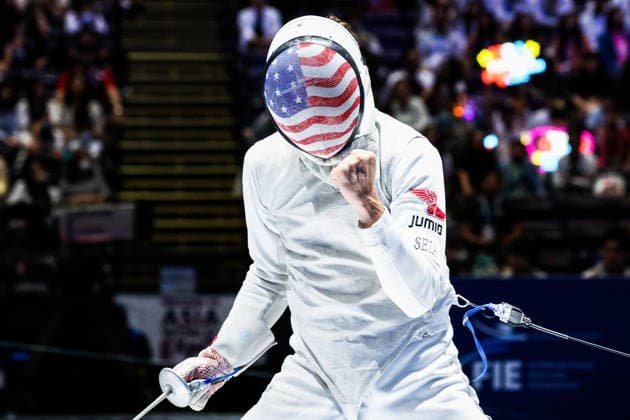 CHINA, HONG KONG - JULY 28, 2026: Athlete Nick Itkin of the United States fights in his foil bout during the 2026 Kerry Fencing World Championships. Mikhail Sinitsyn TASS  95552460