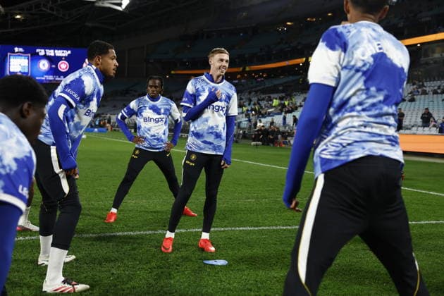 SOCCER CHELSEA WANDERERS, Chelsea players warm up ahead of the Sydney Super Cup match between Chelsea FC and the Western Sydney Wanderers FC at Accor Stadium in Sydney, Tuesday, July 28, 2026. ( NO ARCHIVING, EDITORIAL USE ONLY SYDNEY NEW SOUTH WALES AUSTRALIA  Copyright: xMARKxEVANSx 20260728118062446677