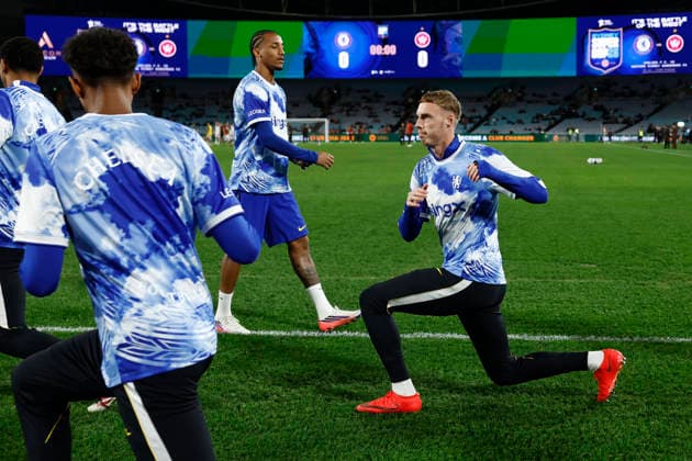 SOCCER CHELSEA WANDERERS, Cole Palmer of Chelsea warms up during the Sydney Super Cup match between Chelsea FC and the Western Sydney Wanderers FC at Accor Stadium in Sydney, Tuesday, July 28, 2026. ( NO ARCHIVING, EDITORIAL USE ONLY SYDNEY NEW SOUTH WALES AUSTRALIA  Copyright: xMARKxEVANSx 20260728139440057208
