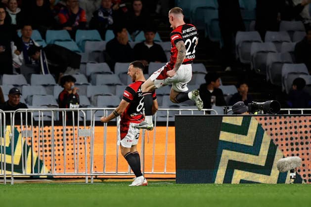 SOCCER CHELSEA WANDERERS, Dylan Scicluna of the Wanderers scores Wanderers third goal during of the Sydney Super Cup match between Chelsea FC and the Western Sydney Wanderers FC at Accor Stadium in Sydney, Tuesday, July 28, 2026. ( NO ARCHIVING, EDITORIAL USE ONLY SYDNEY NEW SOUTH WALES AUSTRALIA  Copyright: xMARKxEVANSx 20260728160810605867