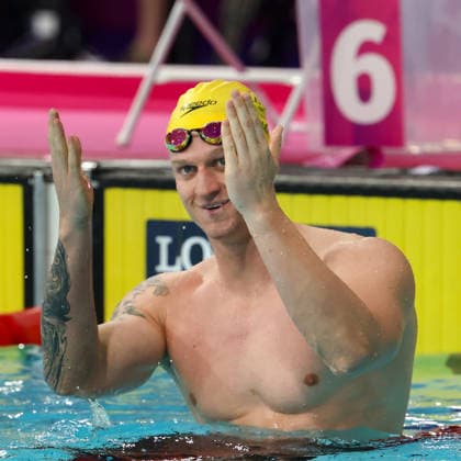 July 27, 2026, Glasgow, Scotland, Great Britain: SAM WILLIAMSON of Australia celebrates his win in the Swimming Men s 50m Breaststroke Final of the Commonwealth Games Glasgow 2026 at the Tollcross International Swimming Centre in Glasgow, Scotland. Commowealth Games 2026: Swimming  - ZUMAc179 20260727_zep_c179_355 Copyright: xMickaelxChavetx