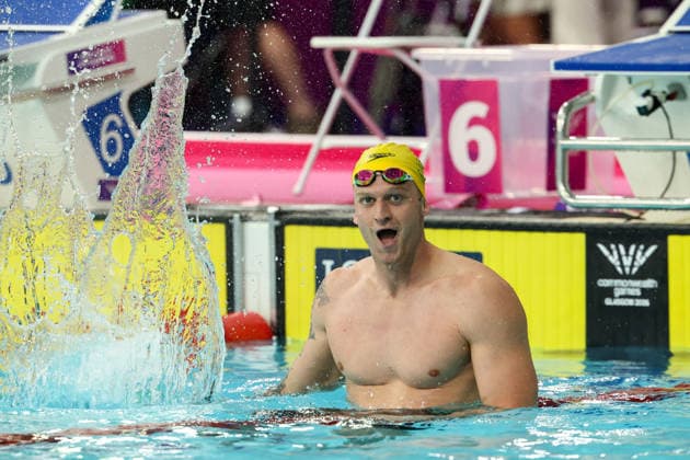 July 27, 2026, Glasgow, Scotland, Great Britain: SAM WILLIAMSON of Australia celebrates his win in the Swimming Men s 50m Breaststroke Final of the Commonwealth Games Glasgow 2026 at the Tollcross International Swimming Centre in Glasgow, Scotland. Commowealth Games 2026: Swimming  - ZUMAc179 20260727_zep_c179_360 Copyright: xMickaelxChavetx