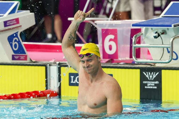 July 27, 2026, Glasgow, Scotland, Great Britain: SAM WILLIAMSON of Australia celebrates his win in the Swimming Men s 50m Breaststroke Final of the Commonwealth Games Glasgow 2026 at the Tollcross International Swimming Centre in Glasgow, Scotland. Glasgow Great Britain - ZUMAc179 20260727_zep_c179_363 Copyright: xMickaelxChavetx
