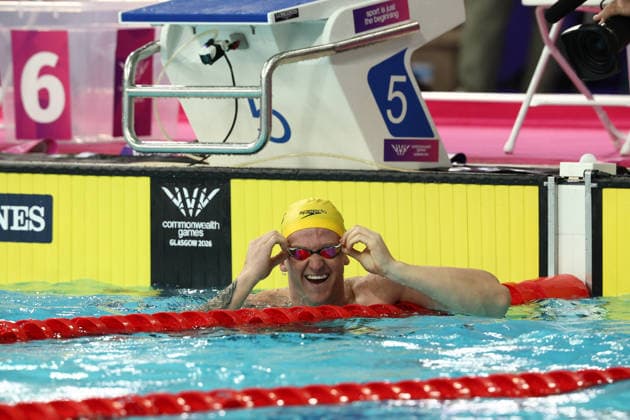 July 27, 2026, Glasgow, Scotland, Great Britain: SAM WILLIAMSON of Australia reacts to his win the Swimming Men s 50m Breaststroke Final of the Commonwealth Games Glasgow 2026 at the Tollcross International Swimming Centre in Glasgow, Scotland. Glasgow Great Britain - ZUMAc179 20260727_zep_c179_367 Copyright: xMickaelxChavetx