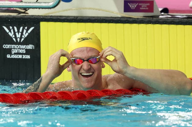 July 27, 2026, Glasgow, Scotland, Great Britain: SAM WILLIAMSON of Australia reacts to his win the Swimming Men s 50m Breaststroke Final of the Commonwealth Games Glasgow 2026 at the Tollcross International Swimming Centre in Glasgow, Scotland. Glasgow Great Britain - ZUMAc179 20260727_zep_c179_369 Copyright: xMickaelxChavetx