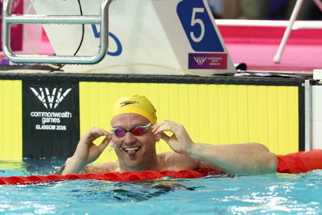 July 27, 2026, Glasgow, Scotland, Great Britain: SAM WILLIAMSON of Australia reacts to his win the Swimming Men s 50m Breaststroke Final of the Commonwealth Games Glasgow 2026 at the Tollcross International Swimming Centre in Glasgow, Scotland. Glasgow Great Britain - ZUMAc179 20260727_zep_c179_370 Copyright: xMickaelxChavetx