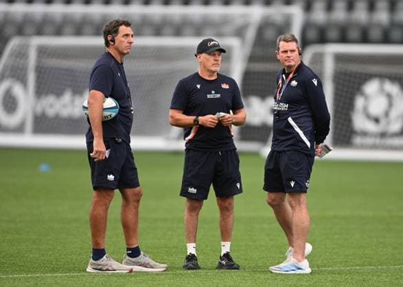 The Oriam, Edinburgh. New Attack Coach Tim Sampson,Edinburgh Rugby Defence Coach Brad Davis with Head Coach Sean Everitt Edinburgh Rugby Training and press conference, PK, Pressekonferenz Rugby Union, Hive Stadium, Edinburgh, Scotland, UK - 28 Jul 2026Edinburgh Hive Stadium United Kingdom  Copyright: xNeilxHanna Shutterstockx 17017414u