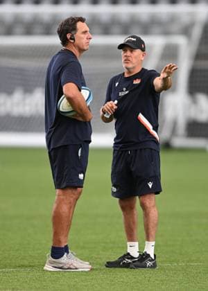 The Oriam, Edinburgh. New Attack Coach Tim Sampson with Edinburgh Rugby Defence Coach Brad Davis Edinburgh Rugby Training and press conference, PK, Pressekonferenz Rugby Union, Hive Stadium, Edinburgh, Scotland, UK - 28 Jul 2026Edinburgh Hive Stadium United Kingdom  Copyright: xNeilxHanna Shutterstockx 17017414x