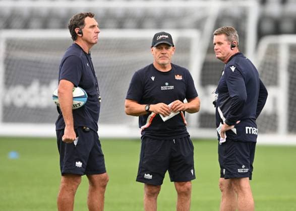 The Oriam, Edinburgh. New Attack Coach Tim Sampson,Edinburgh Rugby Defence Coach Brad Davis with Head Coach Sean Everitt Edinburgh Rugby Training and press conference, PK, Pressekonferenz Rugby Union, Hive Stadium, Edinburgh, Scotland, UK - 28 Jul 2026Edinburgh Hive Stadium United Kingdom  Copyright: xNeilxHanna Shutterstockx 17017414z