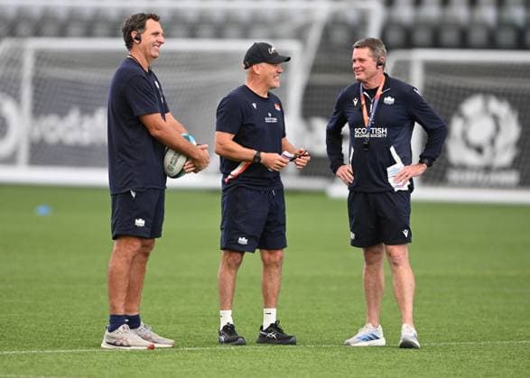 The Oriam, Edinburgh. New Attack Coach Tim Sampson,Edinburgh Rugby Defence Coach Brad Davis with Head Coach Sean Everitt Edinburgh Rugby Training and press conference, PK, Pressekonferenz Rugby Union, Hive Stadium, Edinburgh, Scotland, UK - 28 Jul 2026Edinburgh Hive Stadium United Kingdom  Copyright: xNeilxHanna Shutterstockx 17017414r