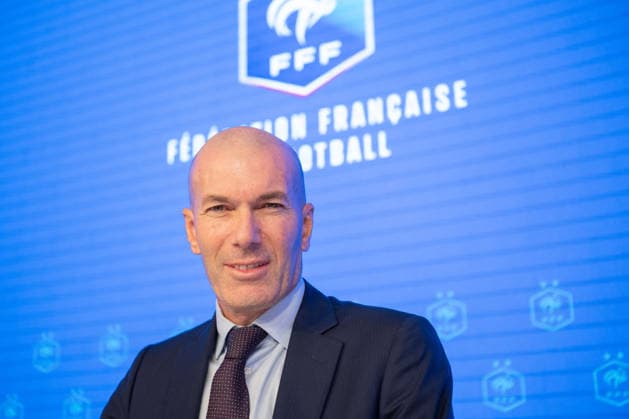 press conference, PK, Pressekonferenz to present Zinedine Zidane as the new coach of France Football national team, Nationalteam - Paris AJ Former French international football player Zinedine Zidane during a press conference to present him as the new head coach of France national football team at the French Football Federation headquarters (FFF) in Paris, France on July 28, 2026. The former France playmaker, who won the 1998 World Cup and the 2000 European Championship, EM, Europameisterschaft as a player, has been appointed head coach of the French national team, succeeding Didier Deschamps, the French Football Federation (FFF) announced. Zidane takes over from his former teammate Deschamps, who had been in charge since 2012; Deschamps tenure ended with a fourth-place finish at the 2026 World Cup, following a title win in 2018 and a final appearance in 2022. Photo by Alexis Jumeau ABACAPRESS.COM Paris France  Copyright: xJumeauxAlexis ABACAx