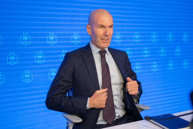 press conference, PK, Pressekonferenz to present Zinedine Zidane as the new coach of France Football national team, Nationalteam - Paris AJ Former French international football player Zinedine Zidane during a press conference to present him as the new head coach of France national football team at the French Football Federation headquarters (FFF) in Paris, France on July 28, 2026. The former France playmaker, who won the 1998 World Cup and the 2000 European Championship, EM, Europameisterschaft as a player, has been appointed head coach of the French national team, succeeding Didier Deschamps, the French Football Federation (FFF) announced. Zidane takes over from his former teammate Deschamps, who had been in charge since 2012; Deschamps tenure ended with a fourth-place finish at the 2026 World Cup, following a title win in 2018 and a final appearance in 2022. Photo by Alexis Jumeau ABACAPRESS.COM Paris France  Copyright: xJumeauxAlexis ABACAx
