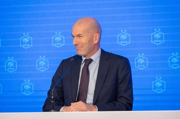 press conference, PK, Pressekonferenz to present Zinedine Zidane as the new coach of France Football national team, Nationalteam - Paris AJ Former French international football player Zinedine Zidane during a press conference to present him as the new head coach of France national football team at the French Football Federation headquarters (FFF) in Paris, France on July 28, 2026. The former France playmaker, who won the 1998 World Cup and the 2000 European Championship, EM, Europameisterschaft as a player, has been appointed head coach of the French national team, succeeding Didier Deschamps, the French Football Federation (FFF) announced. Zidane takes over from his former teammate Deschamps, who had been in charge since 2012; Deschamps tenure ended with a fourth-place finish at the 2026 World Cup, following a title win in 2018 and a final appearance in 2022. Photo by Alexis Jumeau ABACAPRESS.COM Paris France  Copyright: xJumeauxAlexis ABACAx