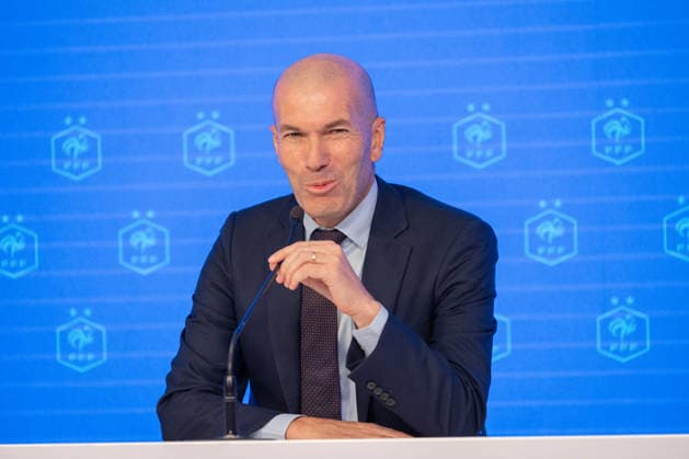 press conference, PK, Pressekonferenz to present Zinedine Zidane as the new coach of France Football national team, Nationalteam - Paris AJ Former French international football player Zinedine Zidane during a press conference to present him as the new head coach of France national football team at the French Football Federation headquarters (FFF) in Paris, France on July 28, 2026. The former France playmaker, who won the 1998 World Cup and the 2000 European Championship, EM, Europameisterschaft as a player, has been appointed head coach of the French national team, succeeding Didier Deschamps, the French Football Federation (FFF) announced. Zidane takes over from his former teammate Deschamps, who had been in charge since 2012; Deschamps tenure ended with a fourth-place finish at the 2026 World Cup, following a title win in 2018 and a final appearance in 2022. Photo by Alexis Jumeau ABACAPRESS.COM Paris France  Copyright: xJumeauxAlexis ABACAx