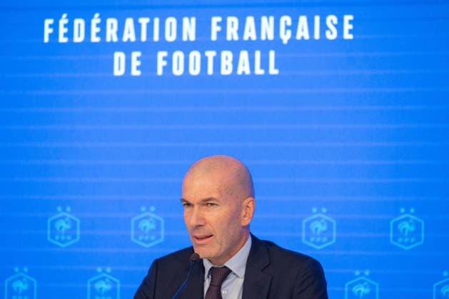 press conference, PK, Pressekonferenz to present Zinedine Zidane as the new coach of France Football national team, Nationalteam - Paris AJ Former French international football player Zinedine Zidane during a press conference to present him as the new head coach of France national football team at the French Football Federation headquarters (FFF) in Paris, France on July 28, 2026. The former France playmaker, who won the 1998 World Cup and the 2000 European Championship, EM, Europameisterschaft as a player, has been appointed head coach of the French national team, succeeding Didier Deschamps, the French Football Federation (FFF) announced. Zidane takes over from his former teammate Deschamps, who had been in charge since 2012; Deschamps tenure ended with a fourth-place finish at the 2026 World Cup, following a title win in 2018 and a final appearance in 2022. Photo by Alexis Jumeau ABACAPRESS.COM Paris France  Copyright: xJumeauxAlexis ABACAx