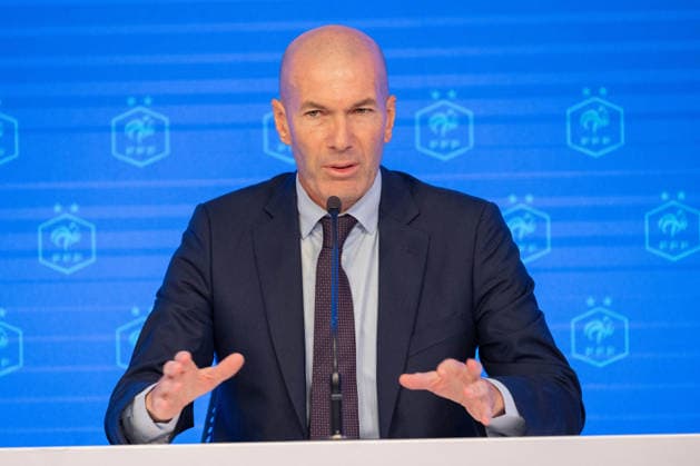 press conference, PK, Pressekonferenz to present Zinedine Zidane as the new coach of France Football national team, Nationalteam - Paris AJ Former French international football player Zinedine Zidane during a press conference to present him as the new head coach of France national football team at the French Football Federation headquarters (FFF) in Paris, France on July 28, 2026. The former France playmaker, who won the 1998 World Cup and the 2000 European Championship, EM, Europameisterschaft as a player, has been appointed head coach of the French national team, succeeding Didier Deschamps, the French Football Federation (FFF) announced. Zidane takes over from his former teammate Deschamps, who had been in charge since 2012; Deschamps tenure ended with a fourth-place finish at the 2026 World Cup, following a title win in 2018 and a final appearance in 2022. Photo by Alexis Jumeau ABACAPRESS.COM Paris France  Copyright: xJumeauxAlexis ABACAx
