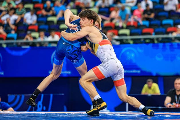 U17, U 17 Wrestling World Championships 51kg GR - Denys Kiryk (UKR) df. Jan Beran (CZE) *** U17 Wrestling World Championships, 51 kg Greco-Roman: Denys Kiryk (UKR) defeated Jan Beran (CZE) Copyright: xUnitedxWorldxWrestlingx xAmirrezx UWW-U17-WC-BAKU-2026