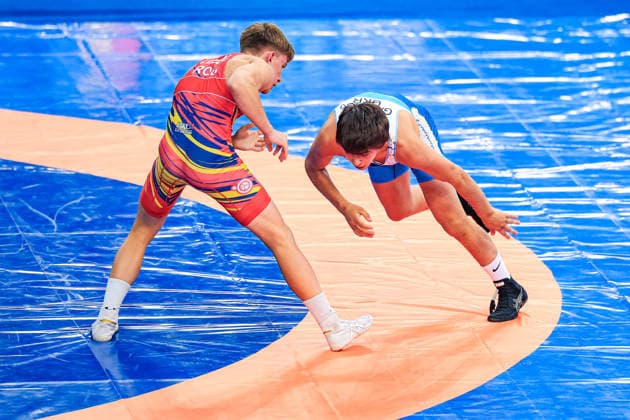 U17, U 17 Wrestling World Championships 60kg GR - Alexandru Ilie Lungu (ROU) df. Rakhman Gamidov (UKR) *** U17 Wrestling World Championships, 60 kg Greco-Roman: Alexandru Ilie Lungu (ROU) def. Rakhman Gamidov (UKR) Copyright: xUnitedxWorldxWrestlingx xAmirrezx UWW-U17-WC-BAKU-2026