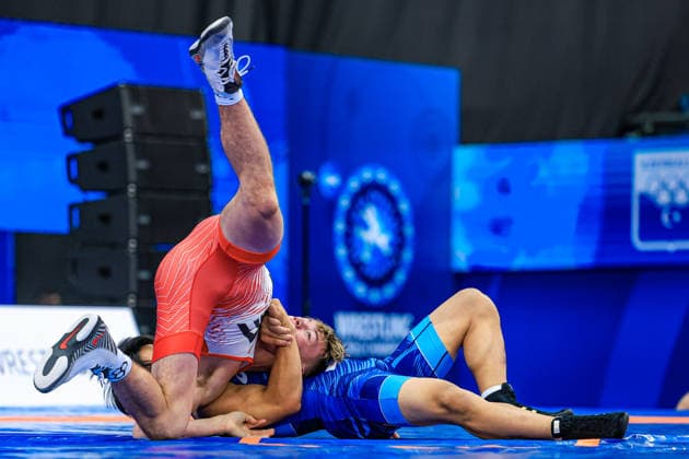 U17, U 17 Wrestling World Championships 60kg GR - Hinata Hanamori (JPN) df. Cooper Hennen Mathews (USA) *** U17 Wrestling World Championships, 60 kg Greco-Roman: Hinata Hanamori (JPN) defeated Cooper Hennen Mathews (USA) Copyright: xUnitedxWorldxWrestlingx xAmirrezx UWW-U17-WC-BAKU-2026