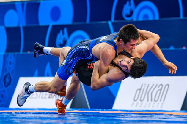 U17, U 17 Wrestling World Championships 60kg GR - Sadriddin Tulkinboev (UZB) df. Giorgi Chachua (GEO) *** U17 Wrestling World Championships, 60 kg Greco-Roman: Sadriddin Tulkinboev (UZB) def. Giorgi Chachua (GEO) Copyright: xUnitedxWorldxWrestlingx xAmirrezx UWW-U17-WC-BAKU-2026