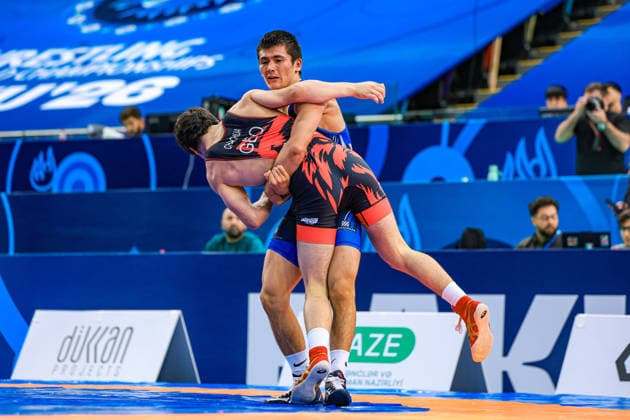 U17, U 17 Wrestling World Championships 60kg GR - Sadriddin Tulkinboev (UZB) df. Giorgi Chachua (GEO) *** U17 Wrestling World Championships, 60 kg Greco-Roman: Sadriddin Tulkinboev (UZB) def. Giorgi Chachua (GEO) Copyright: xUnitedxWorldxWrestlingx xAmirrezx UWW-U17-WC-BAKU-2026