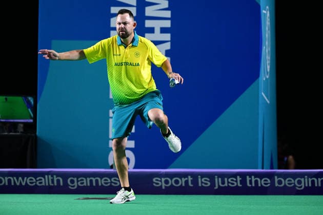 COM26 BOWLS, Aaron Wilson of Australia competes in his bronze medal lawn bowls match against Gary Kelly of Northern Ireland at the Glasgow 2026 Commonwealth Games at SEC Centre Hall 3 in Glasgow, Scotland, Tuesday, July 28, 2026. ( NO ARCHIVING, EDITORIAL USE ONLY Glasgow Scotland United Kingdom  Copyright: xDEANxLEWINSx 20260728169720319730