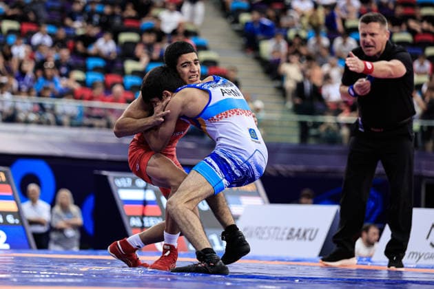 U17, U 17 Wrestling World Championships 51kg GR - Abdurrahman Huseynli (AZE) df. Gevorg Harutyunyan (ARM) *** U17 Wrestling World Championships, 51 kg Greco-Roman: Abdurrahman Huseynli (AZE) defeated Gevorg Harutyunyan (ARM) Copyright: xKostadinxAndonovx UWW-U17-WC-BAKU-2026