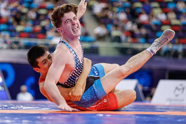 U17, U 17 Wrestling World Championships 60kg GR - Sadriddin Tulkinboev (UZB) df. Roko Curic (CRO) *** U17 Wrestling World Championships, 60 kg Greco-Roman: Sadriddin Tulkinboev (UZB) def. Roko Curic (CRO) Copyright: xKostadinxAndonovx UWW-U17-WC-BAKU-2026