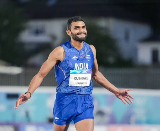 July 27, 2026, Glasgow, Scotland, United Kingdom: Glasgow, Scotland, United Kingdom. Sarvesh Kushare (India) celebrates after winning silver in the menÃ¢â‚¬â ¢s high jump during the Commonwealth Games 2026 at Scotstoun Stadium. Commonwealth Games Glasgow 2026  - ZUMAk197 20260727_zsp_k197_001 Copyright: xRanjithxKumarx