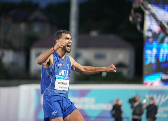 July 27, 2026, Glasgow, Scotland, United Kingdom: Glasgow, Scotland, United Kingdom. Sarvesh Kushare (India) celebrates after winning silver in the menÃ¢â‚¬â ¢s high jump during the Commonwealth Games 2026 at Scotstoun Stadium. Commonwealth Games Glasgow 2026  - ZUMAk197 20260727_zsp_k197_005 Copyright: xRanjithxKumarx