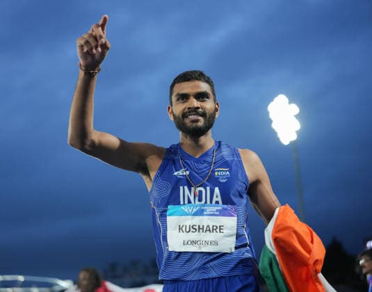 July 27, 2026, Glasgow, Scotland, United Kingdom: Glasgow, Scotland, United Kingdom. Sarvesh Kushare (India) celebrates after winning silver in the menÃ¢â‚¬â ¢s high jump during the Commonwealth Games 2026 at Scotstoun Stadium. Commonwealth Games Glasgow 2026  - ZUMAk197 20260727_zsp_k197_009 Copyright: xRanjithxKumarx