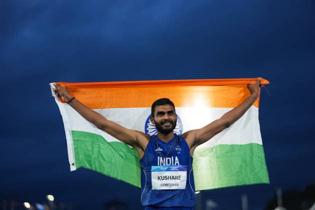 July 27, 2026, Glasgow, Scotland, United Kingdom: Glasgow, Scotland, United Kingdom. Sarvesh Kushare (India) celebrates after winning silver in the menÃ¢â‚¬â ¢s high jump during the Commonwealth Games 2026 at Scotstoun Stadium. Commonwealth Games Glasgow 2026  - ZUMAk197 20260727_zsp_k197_012 Copyright: xRanjithxKumarx