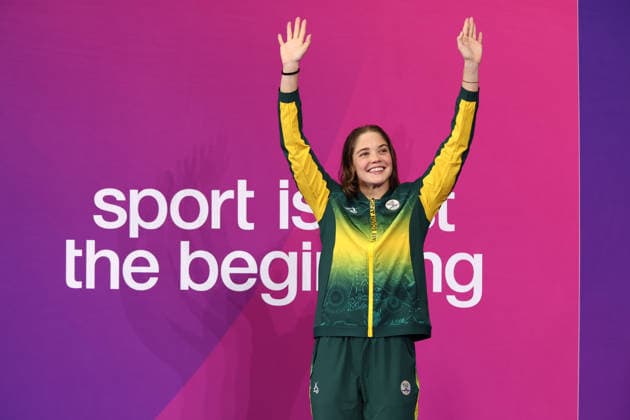 July 27, 2026, Glasgow, Scotland, Great Britain: ERIN GALLAGHER of South Africa poses with her bronze medal in the Swimming Women s 100m Butterfly Medal Ceremony of the Commonwealth Games Glasgow 2026 at the Tollcross International Swimming Centre in Glasgow, Scotland. Glasgow Great Britain - ZUMAc179 20260727_zep_c179_470 Copyright: xMickaelxChavetx
