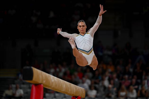 COM26 ARTISTIC GYMNASTICS, Breanna Scott of Australia competes in the Artistic Gymnastics Women™s Balance Bean Final during the Glasgow 2026 Commonwealth Games at the Glasgow International Arena in Glasgow, Scotland, Tuesday, July 28, 2026. ( NO ARCHIVING, EDITORIAL USE ONLY Glasgow Scotland United Kingdom  Copyright: xLUKASxCOCHx 20260728162940851430