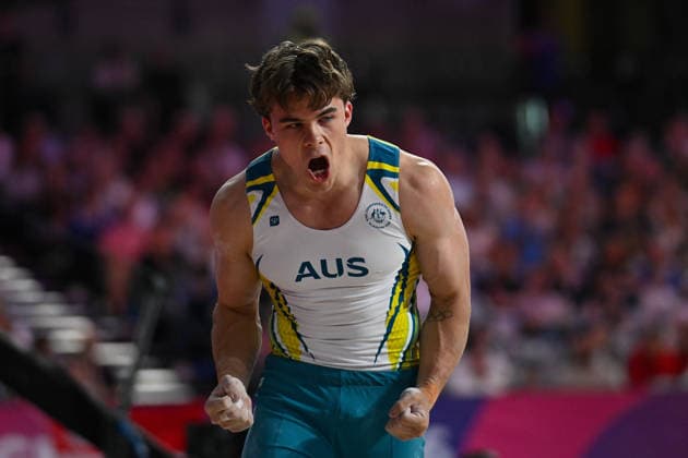 COM26 ARTISTIC GYMNASTICS, Jesse Moore of Australia competes in the Artistic Gymnastics Men™s Parallel Bars Final during the Glasgow 2026 Commonwealth Games at the Glasgow International Arena in Glasgow, Scotland, Tuesday, July 28, 2026. ( NO ARCHIVING, EDITORIAL USE ONLY Glasgow Scotland United Kingdom  Copyright: xLUKASxCOCHx 20260729160700978735