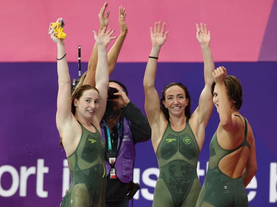July 27, 2026, Glasgow, Scotland, Great Britain: MOLLIE O CALLAGHAN with LANI PALLISTER, HANNAH CASEY and INZE MILLER of Team AUSTRALIA win the Swimming Women s 4x200m Freestyle Relay Final of the Commonwealth Games Glasgow 2026 at the Tollcross International Swimming Centre in Glasgow, Scotland. Commowealth Games 2026: Swimming  - ZUMAc179 20260727_zep_c179_552 Copyright: xMickaelxChavetx