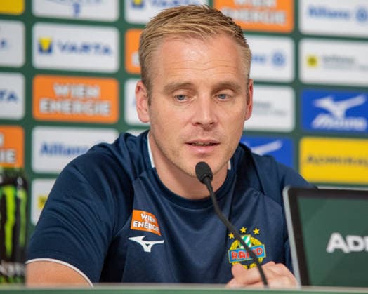 SOCCER - UEFA ECL, Rapid vs Santa Coloma VIENNA,AUSTRIA,28.JUL.26 - SOCCER - UEFA Conference League, qualification, SK Rapid Wien vs FC Santa Coloma, preview, press conference, PK, Pressekonferenz Rapid. Image shows head coach Johannes Hoff Thorup (Rapid).  GEPAxpictures xGabrielxLopez