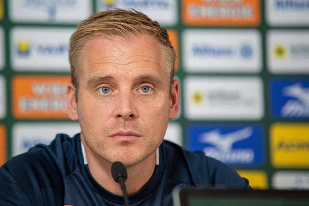 SOCCER - UEFA ECL, Rapid vs Santa Coloma VIENNA,AUSTRIA,28.JUL.26 - SOCCER - UEFA Conference League, qualification, SK Rapid Wien vs FC Santa Coloma, preview, press conference, PK, Pressekonferenz Rapid. Image shows head coach Johannes Hoff Thorup (Rapid).  GEPAxpictures xGabrielxLopez