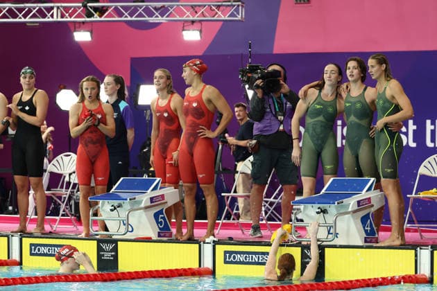 July 27, 2026, Glasgow, Scotland, Great Britain: MOLLIE O CALLAGHAN with LANI PALLISTER, HANNAH CASEY and INZE MILLER of Team AUSTRALIA win the Swimming Women s 4x200m Freestyle Relay Final of the Commonwealth Games Glasgow 2026 at the Tollcross International Swimming Centre in Glasgow, Scotland. Commowealth Games 2026: Swimming  - ZUMAc179 20260727_zep_c179_556 Copyright: xMickaelxChavetx