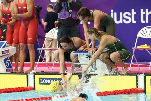 July 27, 2026, Glasgow, Scotland, Great Britain: MOLLIE O CALLAGHAN with LANI PALLISTER, HANNAH CASEY and INZE MILLER of Team AUSTRALIA win the Swimming Women s 4x200m Freestyle Relay Final of the Commonwealth Games Glasgow 2026 at the Tollcross International Swimming Centre in Glasgow, Scotland. Commowealth Games 2026: Swimming  - ZUMAc179 20260727_zep_c179_558 Copyright: xMickaelxChavetx