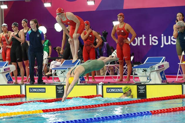 July 27, 2026, Glasgow, Scotland, Great Britain: MOLLIE O CALLAGHAN of Australia takes the last relay in the Swimming Women s 4x200m Freestyle Relay Final of the Commonwealth Games Glasgow 2026 at the Tollcross International Swimming Centre in Glasgow, Scotland. Glasgow Great Britain - ZUMAc179 20260727_zep_c179_569 Copyright: xMickaelxChavetx