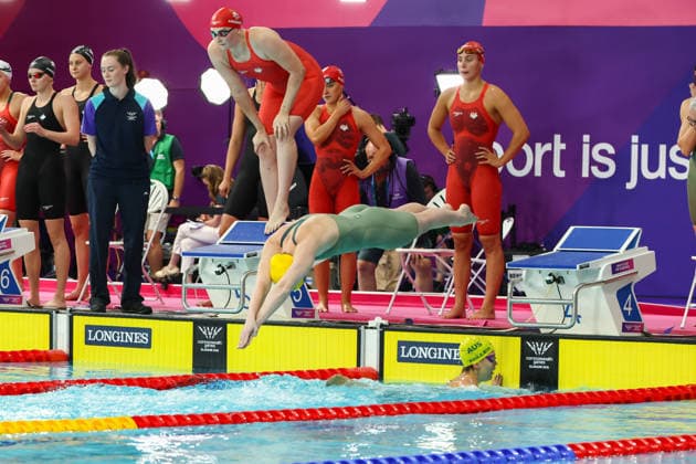 July 27, 2026, Glasgow, Scotland, Great Britain: MOLLIE O CALLAGHAN of Australia takes the last relay in the Swimming Women s 4x200m Freestyle Relay Final of the Commonwealth Games Glasgow 2026 at the Tollcross International Swimming Centre in Glasgow, Scotland. Glasgow Great Britain - ZUMAc179 20260727_zep_c179_571 Copyright: xMickaelxChavetx