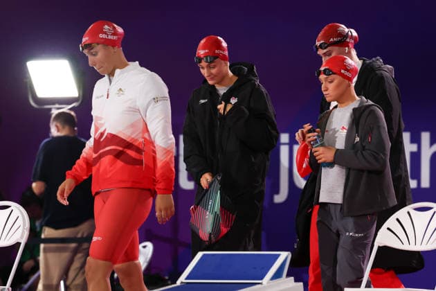 July 27, 2026, Glasgow, Scotland, Great Britain: FREYA COLBERT, ABBIE WOOD, LEAH SCHLOSSHAN and FREYA ANDERSON of Team England in the Swimming Women s 4x200m Freestyle Relay Final of the Commonwealth Games Glasgow 2026 at the Tollcross International Swimming Centre in Glasgow, Scotland. Commowealth Games 2026: Swimming  - ZUMAc179 20260727_zep_c179_601 Copyright: xMickaelxChavetx
